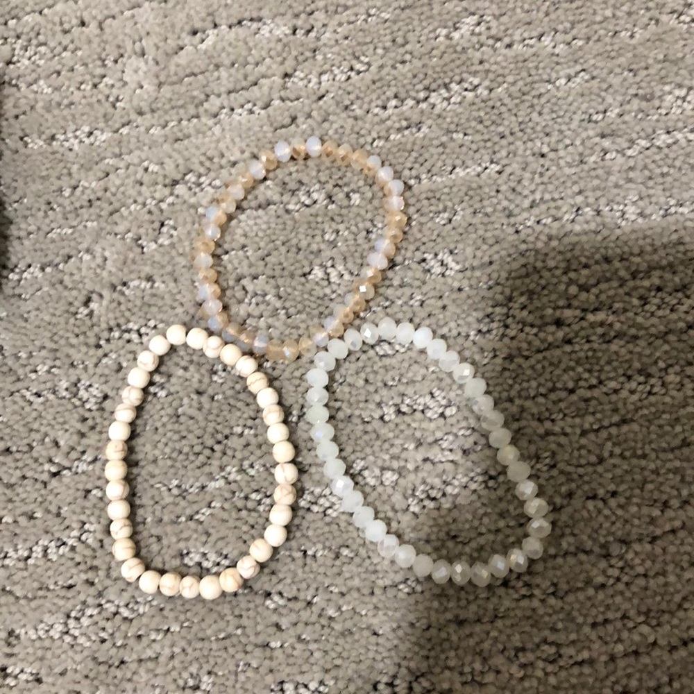 Beaded bracelets.